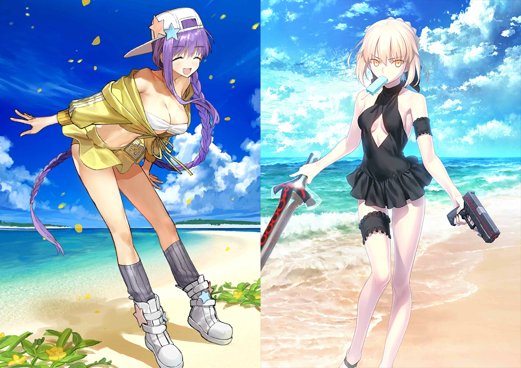 JP] Fate Grand Order FGO BB summer + Artoria(alter) starter