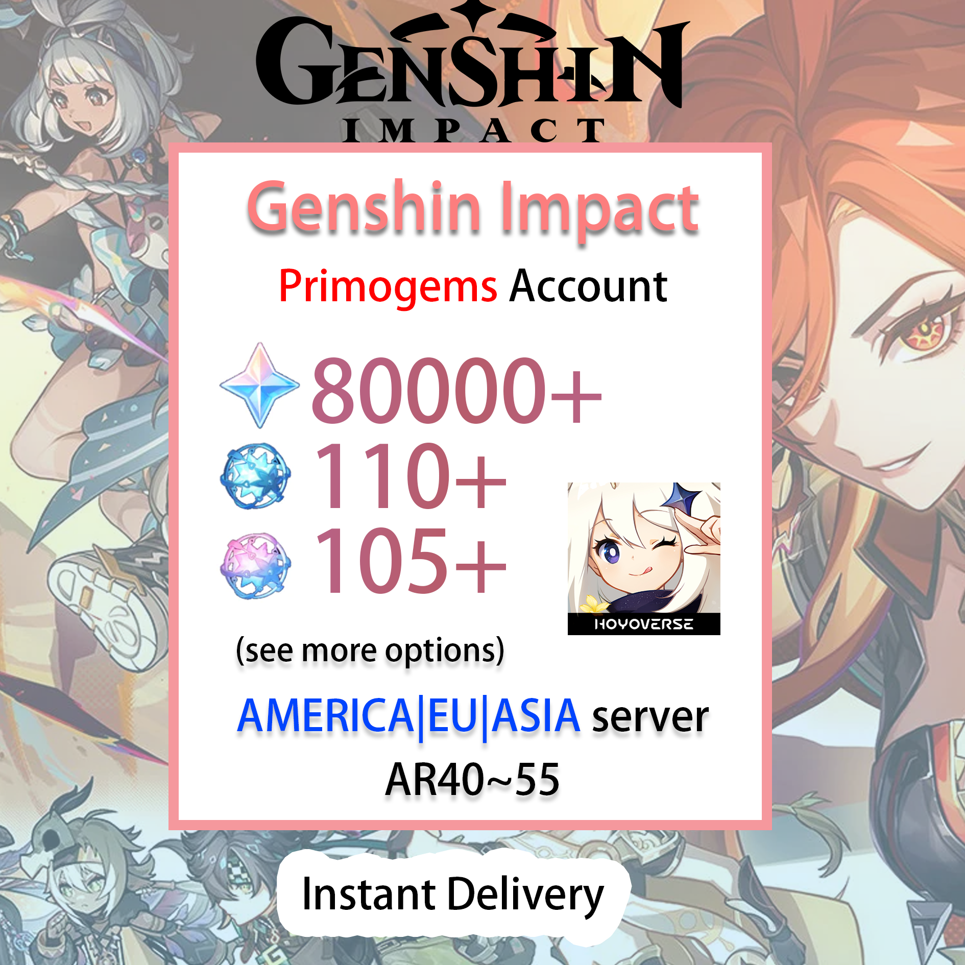 Compte Genshin Impact EU - AR45, 60k Primogemmes - PC/Mobile