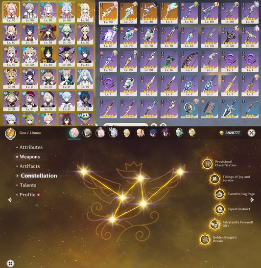 [EU] Genshin Impact C6 Linnea + BiS Signature + Sigewinne 6Illuga 6Aino AR56 EUROPE Farmed Endgame Account