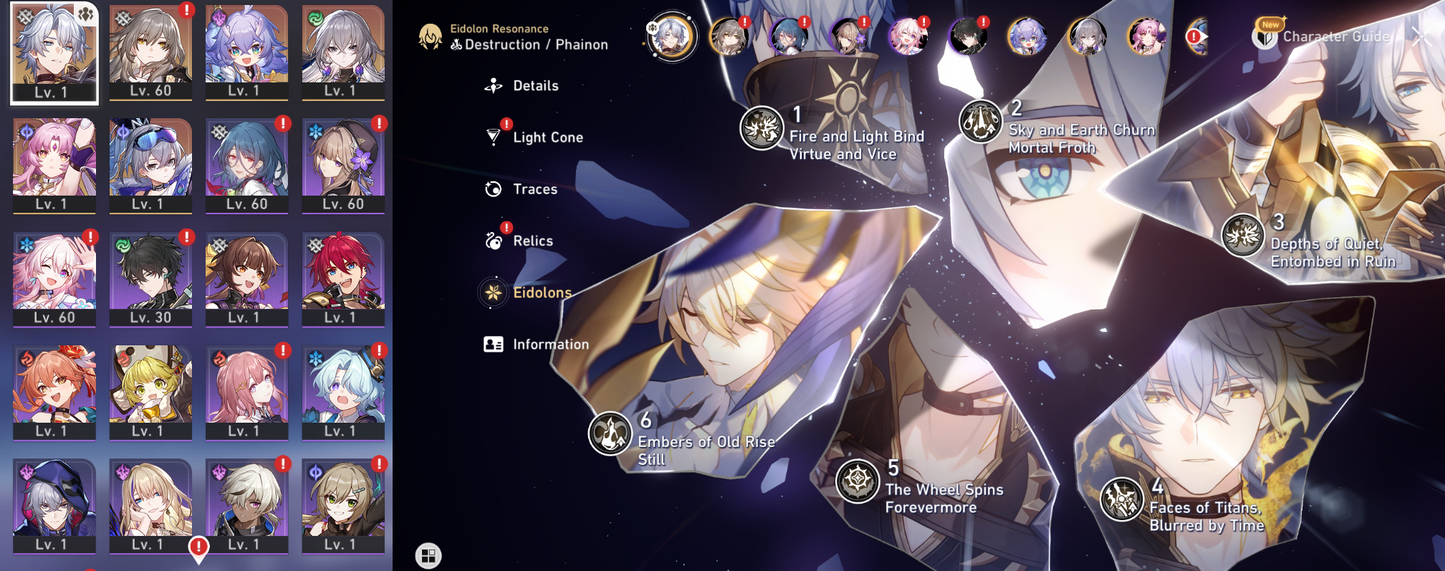[NA/America] E6 Phainon | Honkai Star Rail Farmed Starter Account