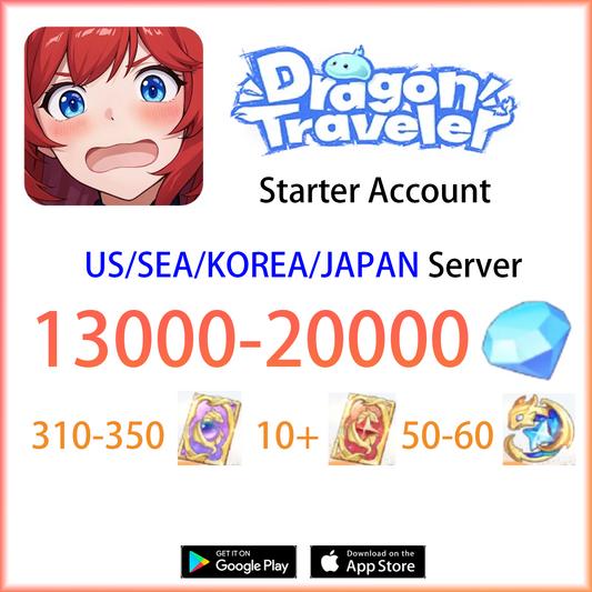 [US/SEA/KR/JP] [INSTANT] 13000~20000 Gems + tickets | Dragon Traveler Global Semi Starter Account (see options)-Mobile Games Starter