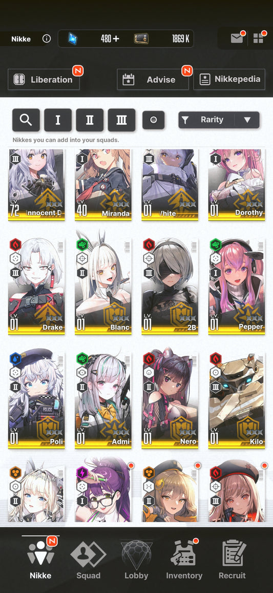 [NA] [INSTANT] NIKKE 13SSR 2B+Skin+Crown+Dorothy+Blanc+Nero++ GODDESS OF VICTORY starter account