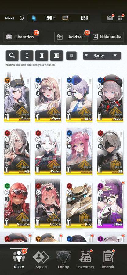 [NA] [INSTANT] NIKKE 11SSR 2B+Skin+A2+Skin+Dorothy: Serendipity+12000gems+ GODDESS OF VICTORY starter account