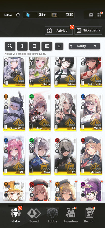 [NA] [INSTANT] NIKKE 13SSR 2B+Skin+A2+Skin+Dorothy: Serendipity+Sakura+Scarlet Black Shadow+ GODDESS OF VICTORY starter account