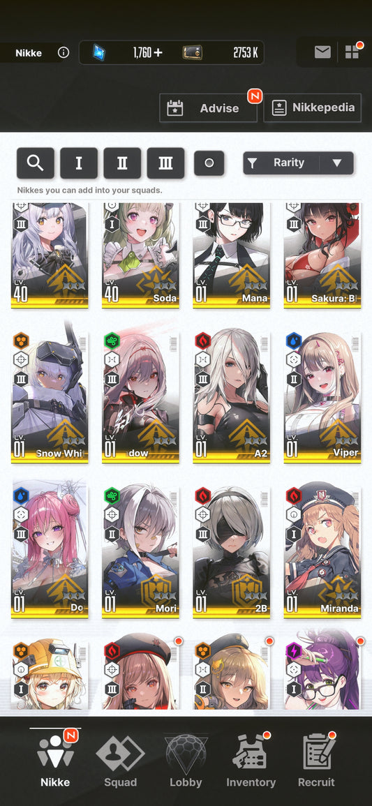 [NA] [INSTANT] NIKKE 13SSR 2B+Skin+A2+Skin+Dorothy: Serendipity+Sakura+Scarlet Black Shadow+ GODDESS OF VICTORY starter account