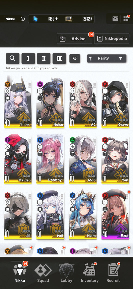 [NA] [INSTANT] NIKKE 11SSR 2B+Skin+A2+Skin+Dorothy: Serendipity+Grave++ GODDESS OF VICTORY starter account
