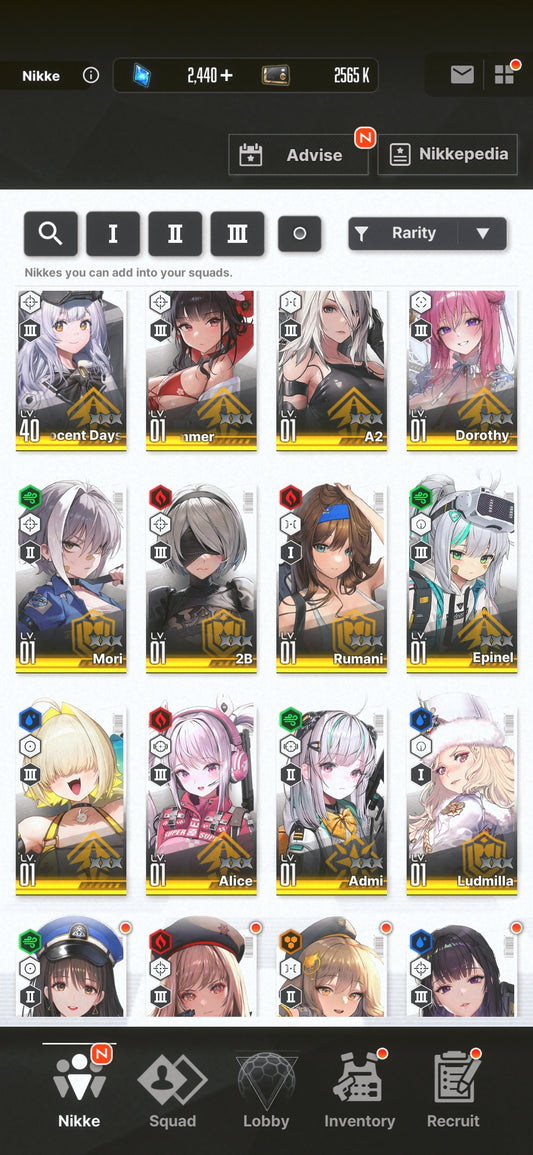 [NA] [INSTANT] NIKKE 13SSR 2B+Skin+A2+Skin+Dorothy: Serendipity+Sakura+Elegg+ GODDESS OF VICTORY starter account