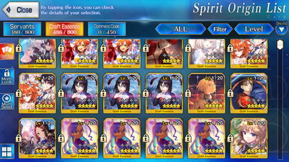 [NA] FGO Morgan Tam Lin Lancelot Melusine + 5Gawain 4Tristan + Koyanskaya Altria Caster+ 2-3x5* Fate Grand Order starter account