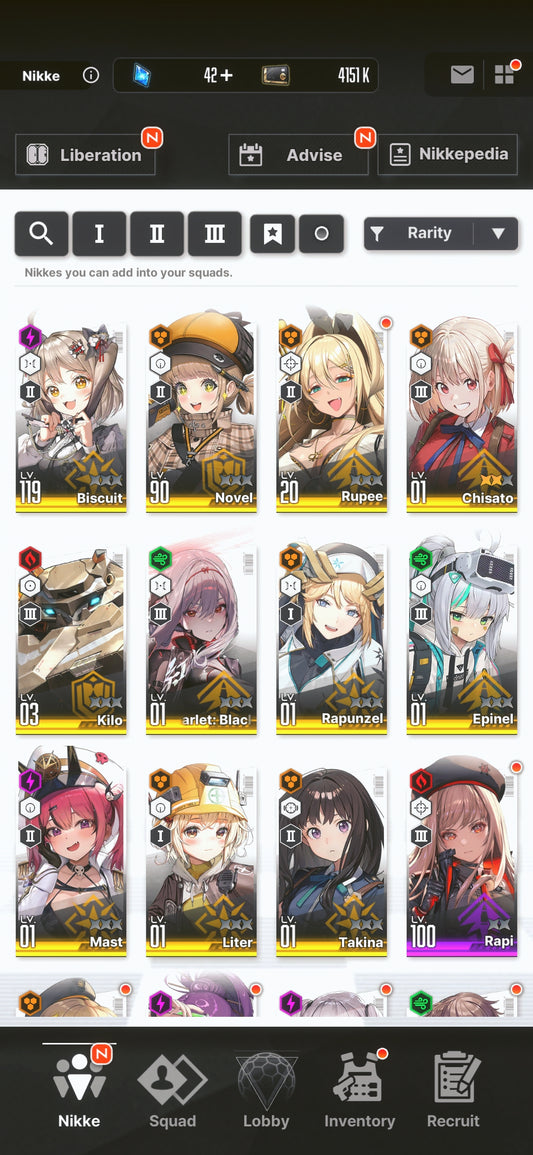 [GLOBAL] [INSTANT] NIKKE 11SSR 3X Chisato+Takina+Scarlet Black Shadow+Liter++ GODDESS OF VICTORY Lycoris starter account-Mobile Games Starter