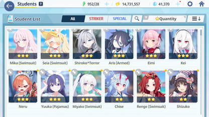 [GLOBAL/NA] [INSTANT] 5 limited Kei Aris Shiroko Terror Seia Mika summer + 41k Pyroxene gems Blue Archive Starter Account-Mobile Games Starter