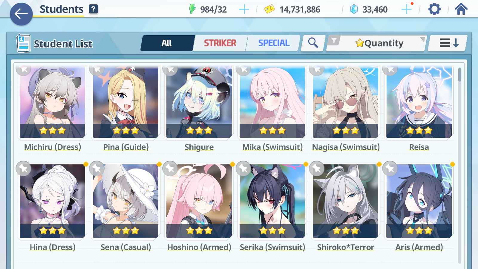 [GLOBAL/NA] [INSTANT] 7 limited 21x3* Kei Aris Nagisa Mika summer Hina Hoshino Shiroko terror Michiru+ 33k Pyroxene gems Blue Archive Starter Account-Mobile Games Starter