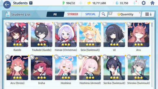 [GLOBAL/NA] [INSTANT] 5 limited 19x3* Kei Aris Shiroko terror Hoshino Neru + 33k Pyroxene gems Blue Archive Starter Account