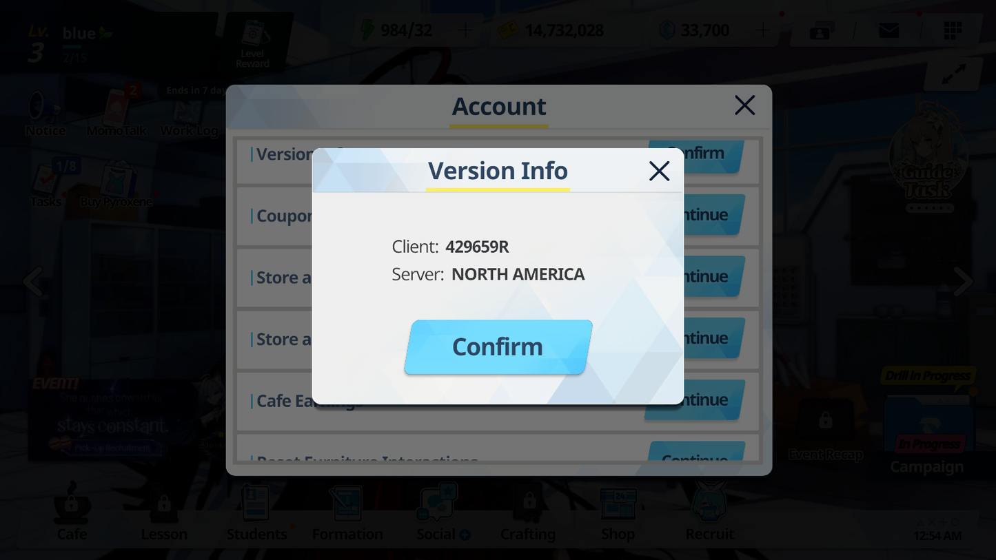 [GLOBAL/NA] [INSTANT] 5 limited 19x3* Kei Aris Shiroko terror Hoshino Neru + 33k Pyroxene gems Blue Archive Starter Account