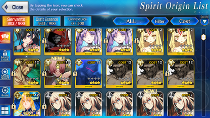 [NA] FGO double NP5 Morgan NP5 Tam Lin Lancelot Melusine + Altria Caster Koyanskaya Oberon + 3BG + 400SQ + 4x5* Fate Grand Order starter account