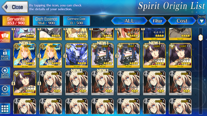 [NA] FGO double NP5 Morgan NP5 Tam Lin Lancelot Melusine + Koyanskaya Oberon + 5 Kscope BG + 200SQ + 7x5* Fate Grand Order starter account