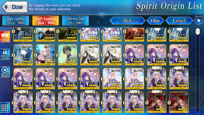 [NA] FGO double NP5 Morgan NP5 Tam Lin Lancelot Melusine + Koyanskaya Oberon + 5 Kscope BG + 200SQ + 7x5* Fate Grand Order starter account