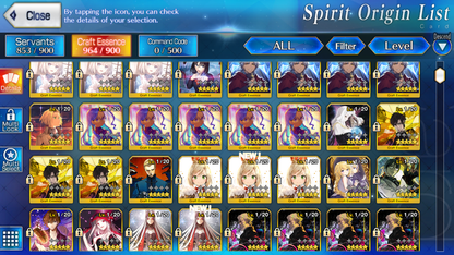 [NA] FGO double NP5 Morgan NP5 Tam Lin Lancelot Melusine + Koyanskaya Oberon + 5 Kscope BG + 200SQ + 7x5* Fate Grand Order starter account