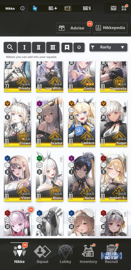 [GLOBAL] NIKKE 20SSR MLB 4 Emilia+skin+2 Crown+Modernia+Cinderella+Skin+Scarlet+Blanc+Viper+Aria+Noise++ GODDESS OF VICTORY starter account Re:Zero-Mobile Games Starter