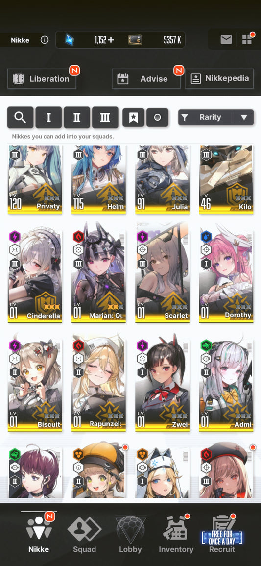 [GLOBAL] NIKKE 15SSR MLB 4 Cinderella+Skin+3 Marian: Queen+Dorothy+Scarlet++ GODDESS OF VICTORY starter account-Mobile Games Starter