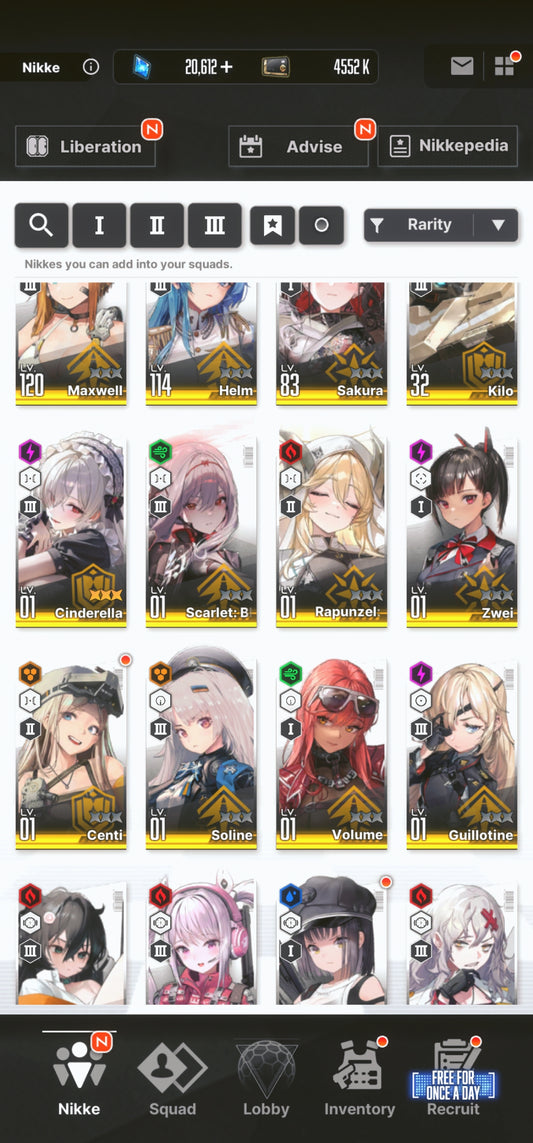 [GLOBAL] NIKKE 22SSR MLB 4 Cinderella+Skin+Marian: Queen+Modernia+Scarlet Black Shadow+20k gems+ GODDESS OF VICTORY starter account-Mobile Games Starter