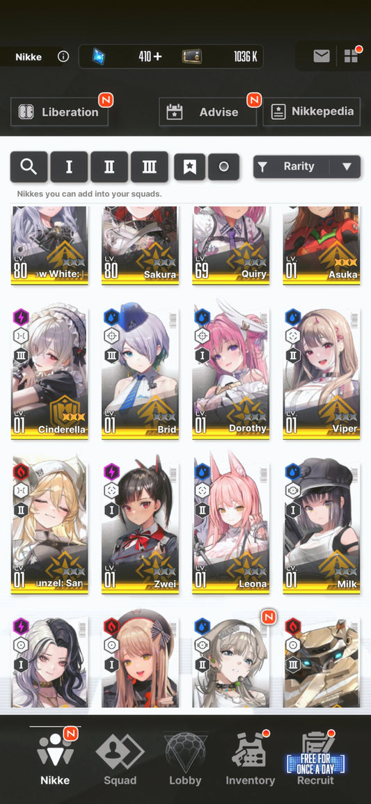 [NA] NIKKE 16SSR MLB 4 Cinderella+Skin + 4 Asuka+Skin+Dorothy+Viper+Leona++ GODDESS OF VICTORY starter account Evangelion-Mobile Games Starter