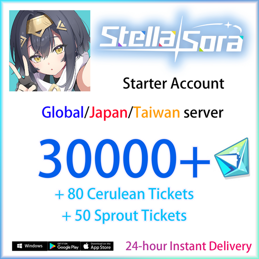 [ALL SERVER] [INSTANT] 30000 Stellanite Dust + 130 tickets | Stella Sora GLOBAL JAPAN TAIWAN Gems Starter Account (see options)-Mobile Games Starter
