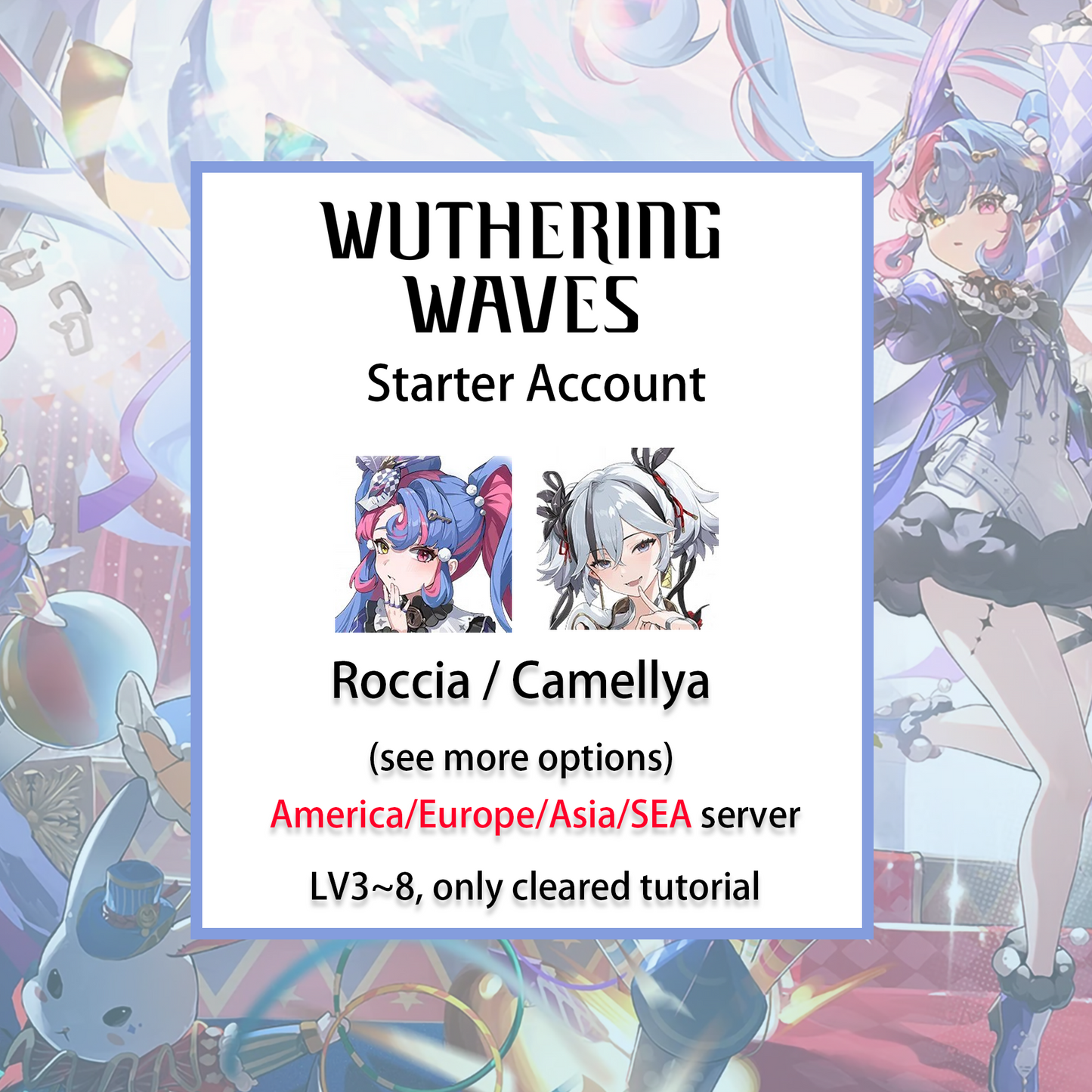 [ALL SERVER] [INSTANT] Roccia / Camellya | Wuthering Waves LV3~8 Starter Account America/Europe/Asia/HMT/Sea (see options)-Mobile Games Starter