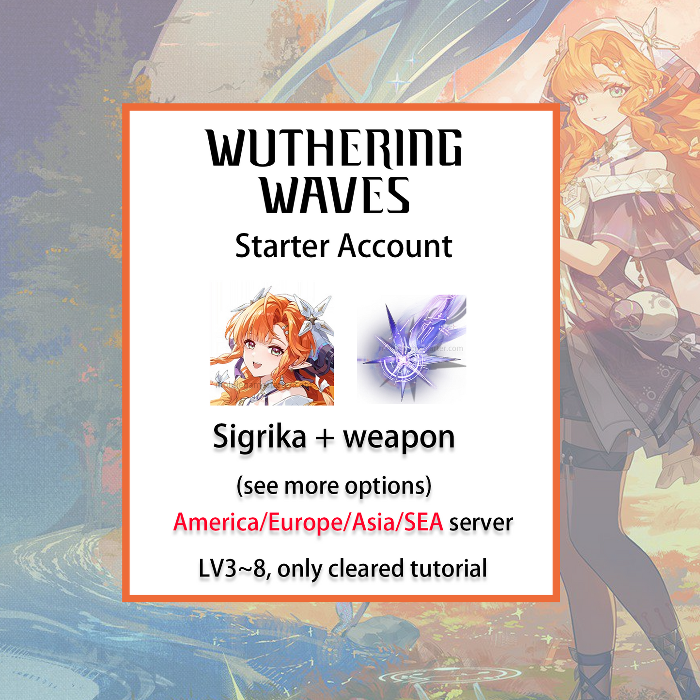 [ALL SERVER] [INSTANT] Sigrika / Signature Weapon / Qiuyuan | Wuthering Waves LV3~8 Starter Account America/Europe/Asia/HMT/Sea (see options)-Mobile Games Starter