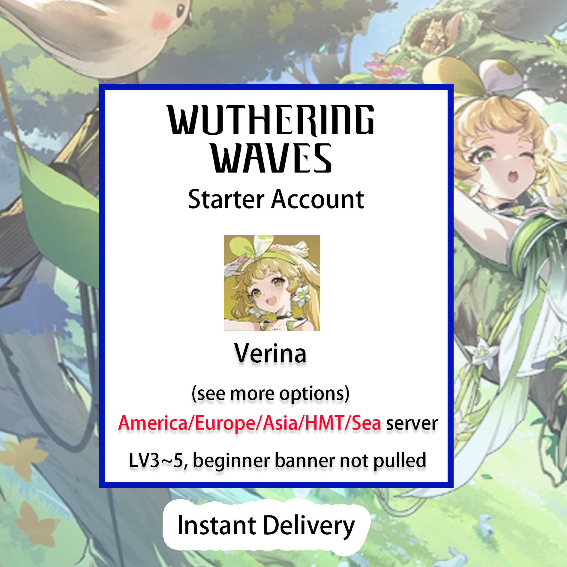 [All Server][INSTANT] Verina | Wuthering Waves Starter Account America/Europe/Asia/HMT/Sea-Mobile Games Starter