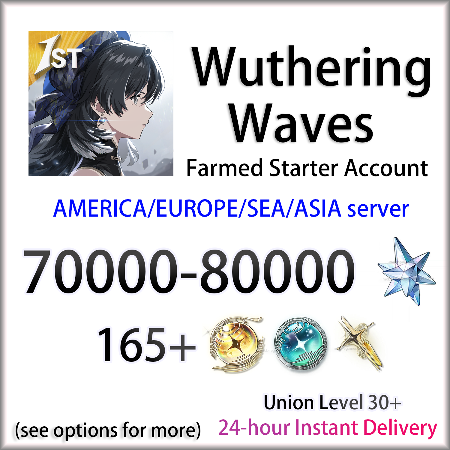[ALL SERVER] [INSTANT] 70000 Astrite + Tides | Wuthering Waves AMERICA EUROPE SEA ASIA Farmed Starter Account (see options)-Mobile Games Starter