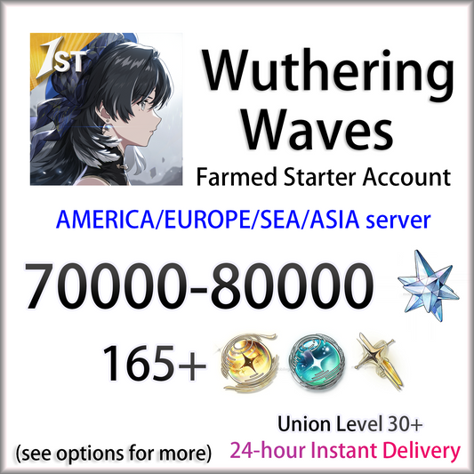 [ALL SERVER] [INSTANT] 70000 Astrite + Tides | Wuthering Waves AMERICA EUROPE SEA ASIA Farmed Starter Account (see options)-Mobile Games Starter