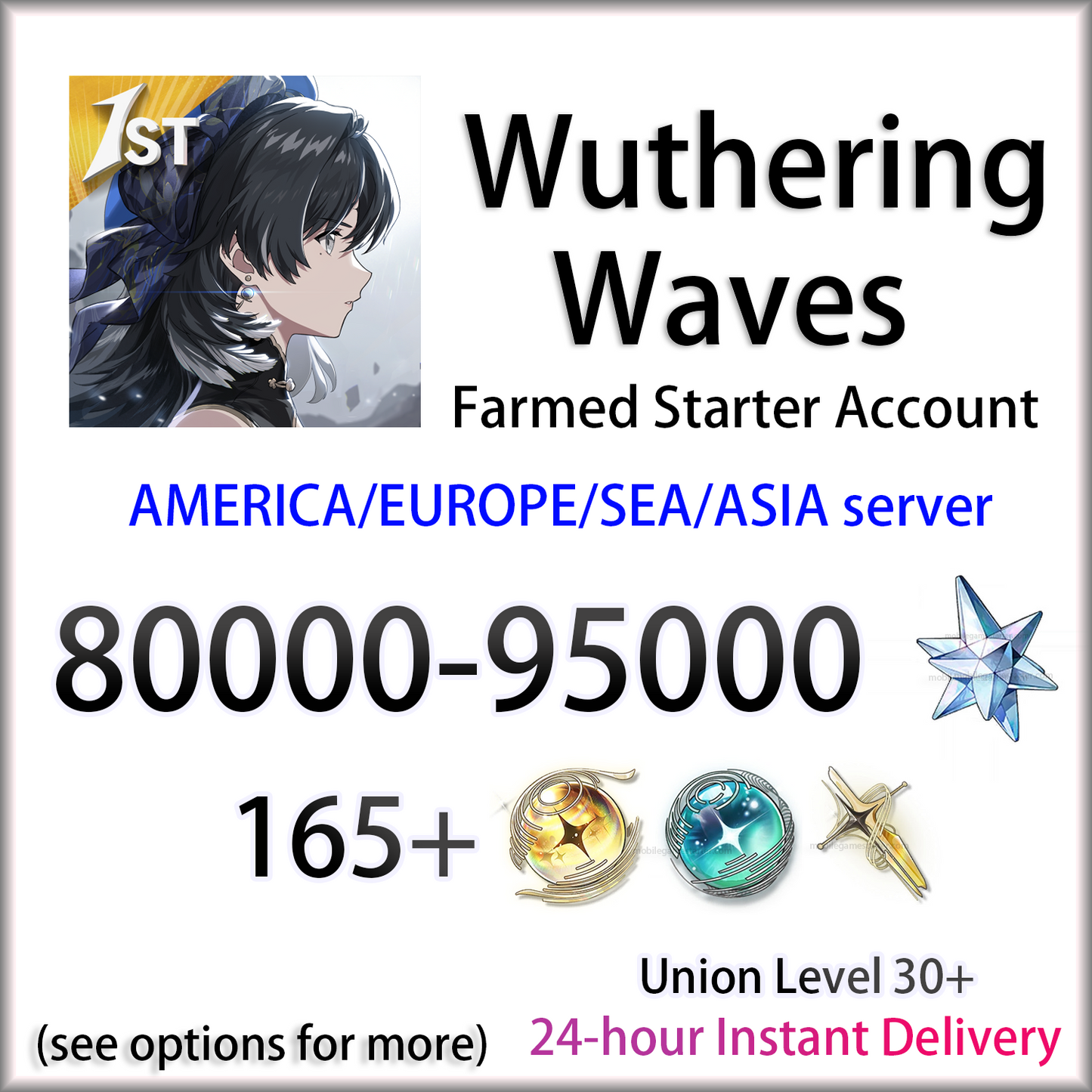[ALL SERVER][INSTANT] 80000~95000 Astrite + Tides | Wuthering Waves AMERICA EUROPE SEA ASIA Farmed Starter Account (see options)-Mobile Games Starter