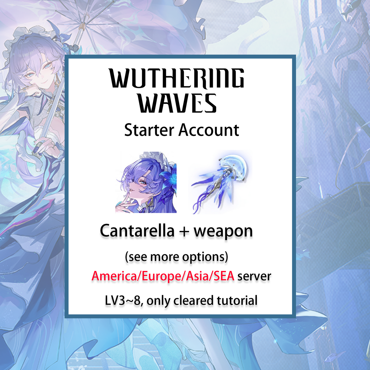 [ALL SERVER][INSTANT] Cantarella + Signature Weapon | Wuthering Waves Starter Account America/Europe/Asia/HMT/Sea (see options)-Mobile Games Starter