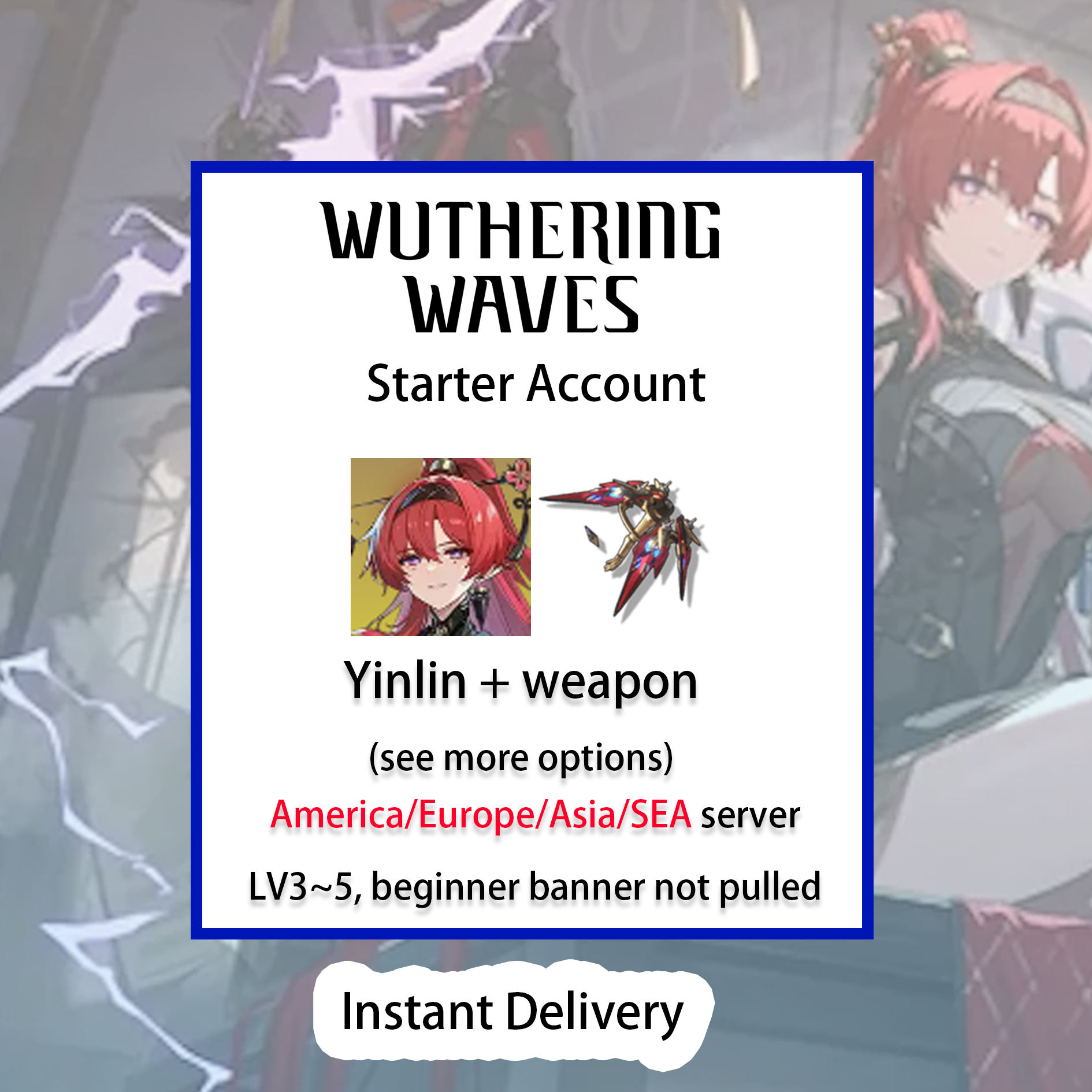 [All Server][INSTANT] Yinlin + Stringmaster | Wuthering Waves Starter Account America/Europe/Asia/HMT/Sea (see options)-Mobile Games Starter