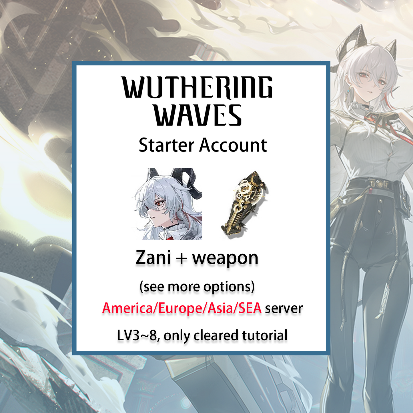 [ALL SERVER][INSTANT] Zani + Signature Weapon | Wuthering Waves Starter Account America/Europe/Asia/HMT/Sea (see options)-Mobile Games Starter
