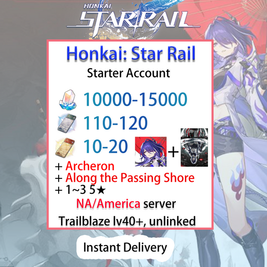 [AMERICA] Archeron + Signature Light Cone Honkai: Star Rail Farmed Starter Account America/Europe/Asia (see options)-Mobile Games Starter