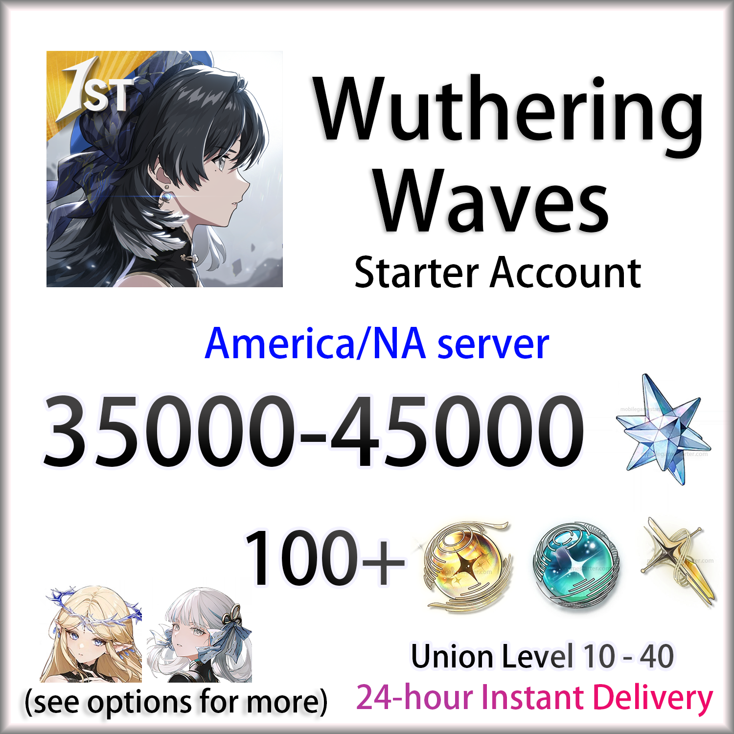 [AMERICA] [INSTANT] 40000 Astrite + Tides / Characters | Wuthering Waves NA Starter Account (see options)-Mobile Games Starter