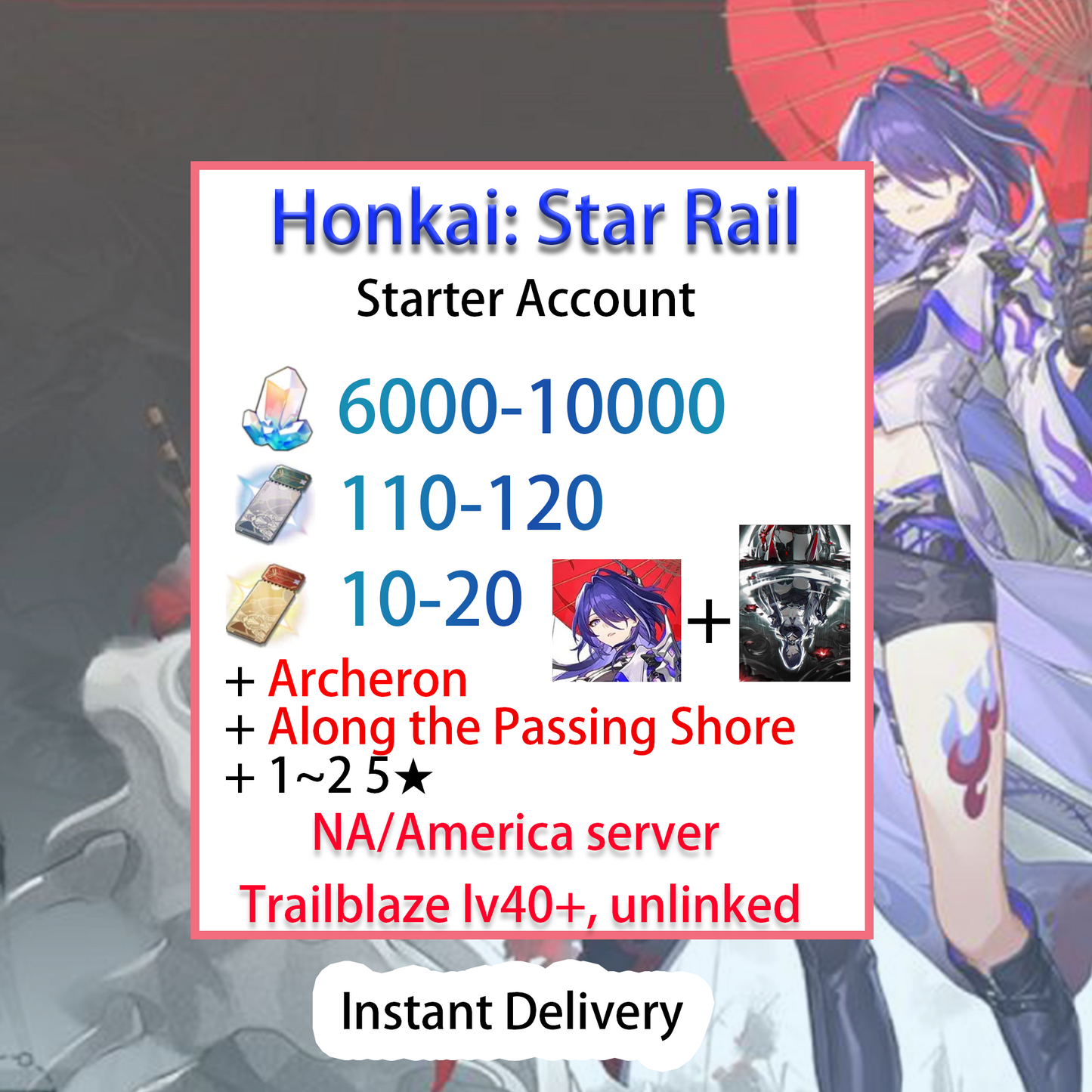 [AMERICA] [INSTANT] Archeron + Along the Passing Shore Honkai: Star Rail Account NA Starter/Farmed/Reroll #2-Mobile Games Starter
