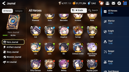[ASIA] Epic 7 Seven 1ML 3LIM Lone Crescent Bellona Luna Diene Cerise Sigret + ML Mystics Pulls + 20 Speed Aged Starter Account-Mobile Games Starter