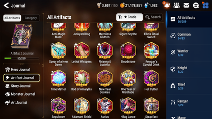 [ASIA] Epic 7 Seven 1ML 4LIM Arbiter Vildred Luna Dizzy Diene Cerise Sigret + ML Mystics Pulls + 20 Speed Aged Starter Account-Mobile Games Starter