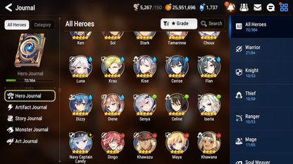 [ASIA] Epic 7 Seven 1ML 4LIM Navy Captain Landy Luna Dizzy Diene Cerise + ML Mystics Pulls + 20 Speed Aged Starter Account-Mobile Games Starter