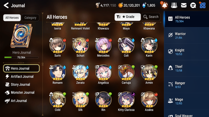 [ASIA] Epic 7 Seven 1ML 4LIM Remnant Violet Luna Fairytale Tenebria Cerise Diene + ML Mystics Pulls + 20 Speed Aged Starter Account-Mobile Games Starter