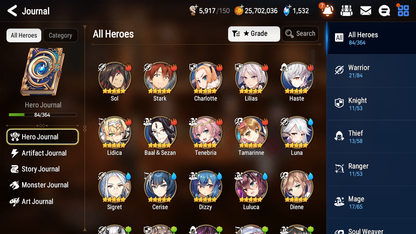 [ASIA] Epic 7 Seven 1ML 5LIM Luna Dizzy Diene Landy Cerise + ML Mystics Pulls + 20 Speed Aged Starter Account-Mobile Games Starter