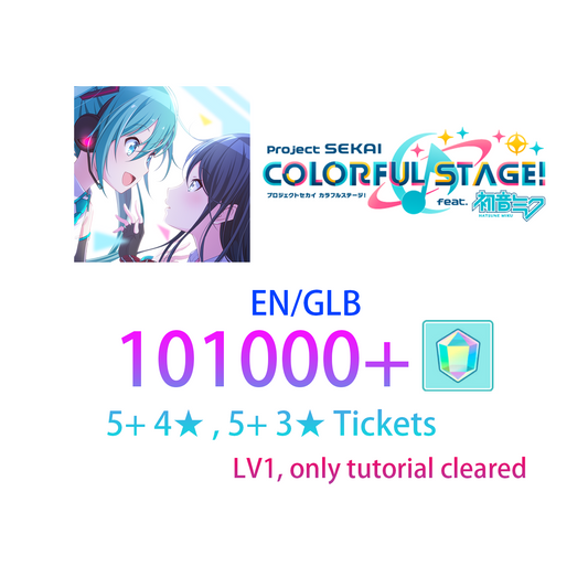 [EN] [INSTANT] 101-110k gems, 5+ 4*, 5+ 3* Tickets Project Sekai Colorful Stage Feat. Hatsune Miku Global Starter Account-Mobile Games Starter