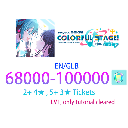 [EN] [INSTANT] 68-90K gems, 2+ 4*, 5+ 3* Tickets Project Sekai Colorful Stage Feat. Hatsune Miku Global Starter Account-Mobile Games Starter