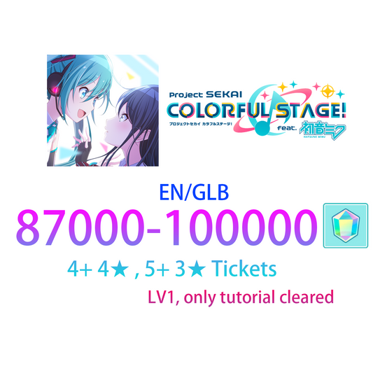 [EN] [INSTANT] 87-100K gems, 4+ 4*, 5+ 3* Tickets Project Sekai Colorful Stage Feat. Hatsune Miku Global Starter Account-Mobile Games Starter