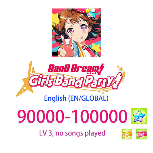 [EN] [INSTANT] 90000-100000 gems BanG Dream! Girls Band Party/Endori Global Starter Account-Mobile Games Starter