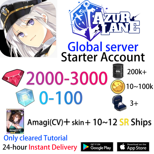 [EN] [INSTANT] UR Amagi (CV) +skin +SR +Gems Azur Lane GLOBAL English Starter Account-Mobile Games Starter