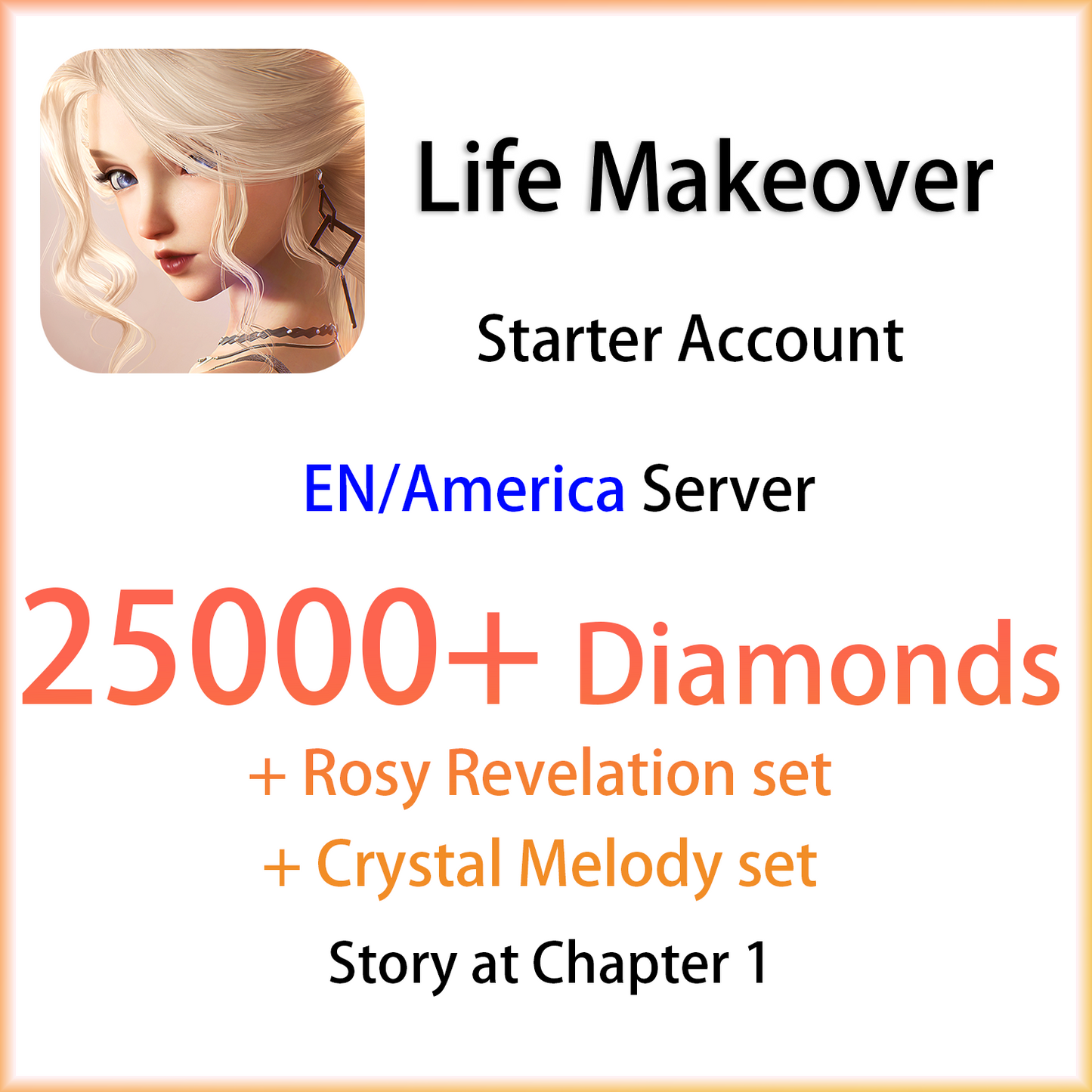 [EN][INSTANT] 25000+ Diamonds | Life Makeover Dias Starter Account (see options)-Mobile Games Starter