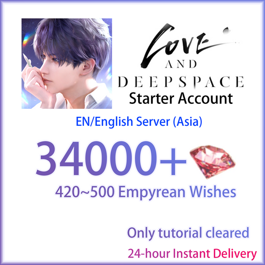 [EN][INSTANT] 34000 Diamonds + 420 Empyrean Wishes | Love and Deepspace GLOBAL ASIA Starter Account-Mobile Games Starter